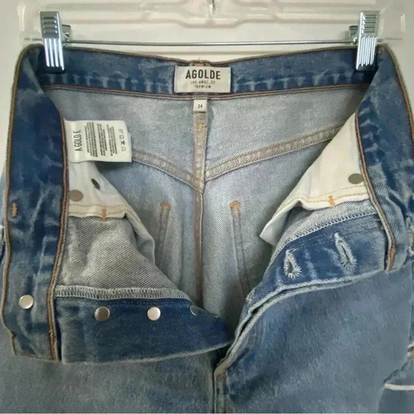 AGOLDE distressed high rise straight  jeans - Picture 9 of 11